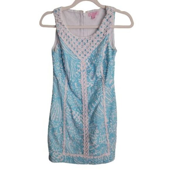 Lilly Pulitzer MacFarlane Shift Dress Aqua Blue Size 0 - Picture 3 of 7